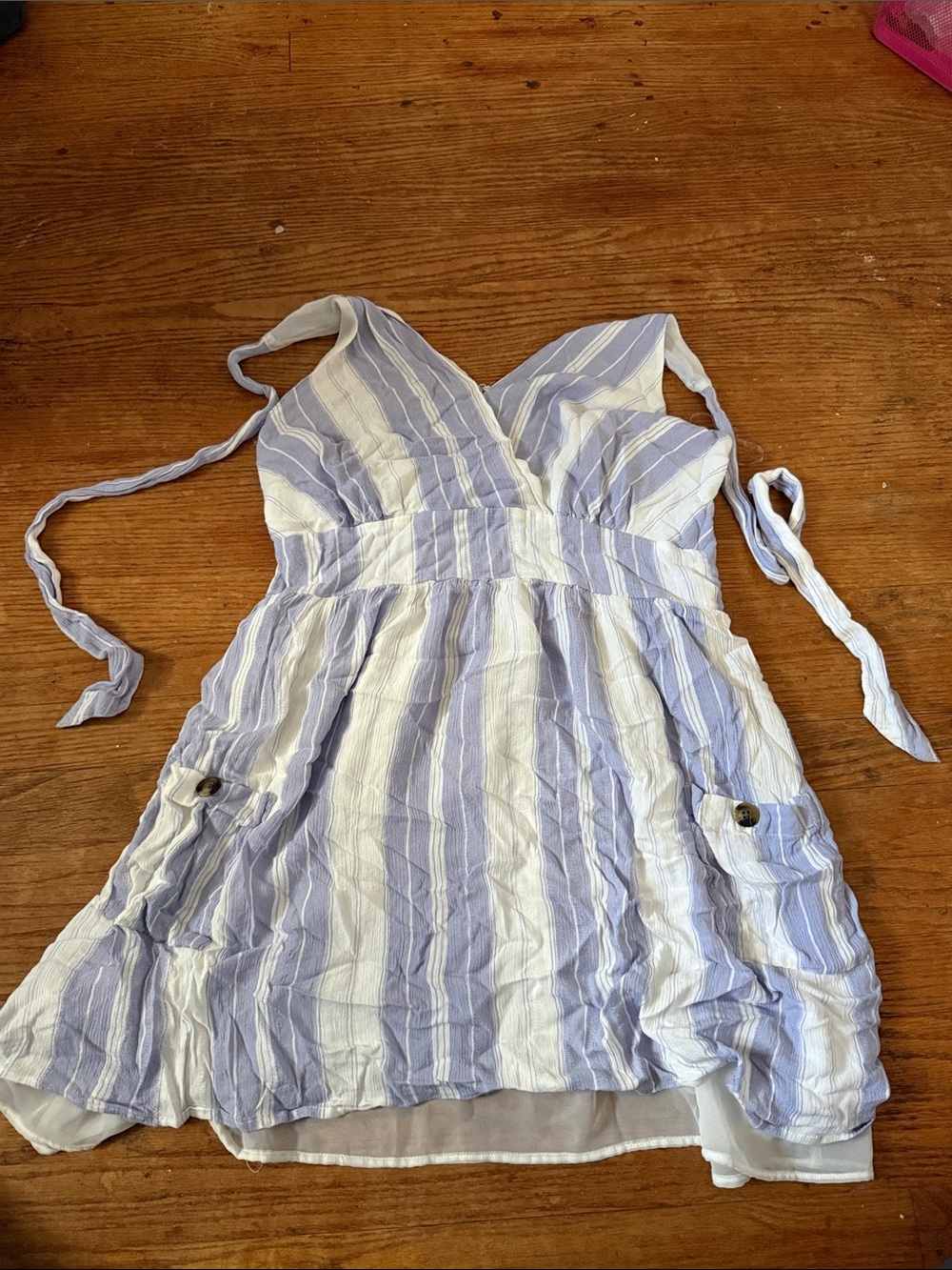 American Eagle Outfitters Light Blue and White Striped Sundress